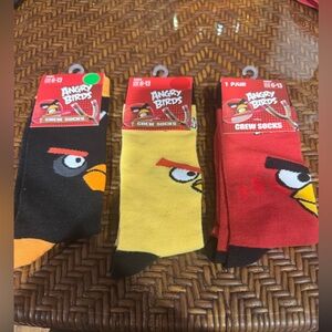 Mixed lot 3 pair Angry Birds Adult Size 6-13 Graphic Novelty Crew Socks